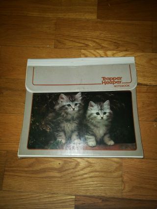Vintage 80s Mead Trapper Keeper Notebook Folder 3 - Ring Binder Kittens Cats