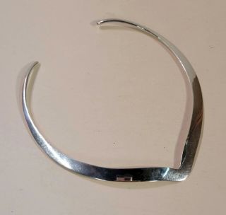 Vintage Sterling Silver Taxco Mexico Signed Jj Collar Necklace In A V - Shape (38)