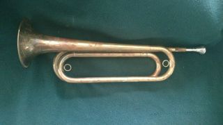 Vintage Military US Regulation Brass Bugle w/Mouthpiece Made In USA 3