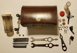 Vintage Brown Leather Ambassadeur Fishing Reel Case Box Sweden & Penn Tools Gear