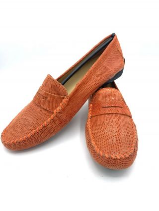 Vaneli Womens Ranon Penny Loafer Size 8.  5 Orange Print Flat Shoes Slip On
