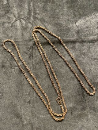 Vintage Danecraft Gold Over Sterling Silver Rope Twist Chain Necklace 30” 2