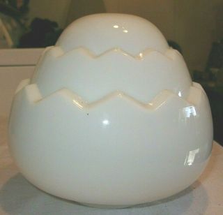 Vintage 4 " Fitter Ball Saw Tooth White Milk Glass Ceiling Light Globe Shade