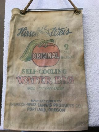 Vintage Hirsch - Weis 1532 Canvas Self Cooling Water Bag Portland Oregon