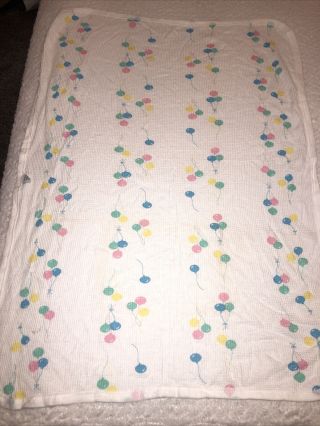 Vintage Baby Morgan Balloon Receiving Blanket Cotton Thermal Waffle Weave 32x40