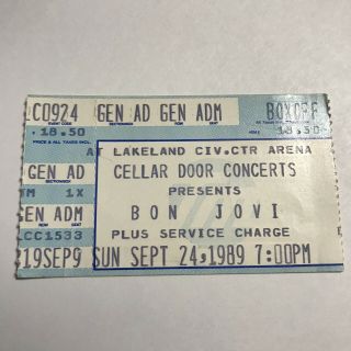Bon Jovi Lakeland Civic Center Arena Florida Concert Ticket Stub Vintage 1989