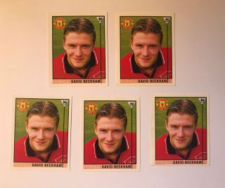 5 X David Beckham Rookie Merlin’s Premier League 96 Sticker 40