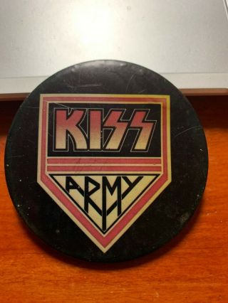 Vintage Kiss Army Hotline 3 " Button 1977 Love Gun Alive Ii Lp Era 24 Years Old