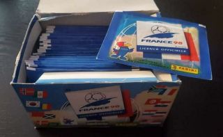 World Cup France 1998 Soccer Panini Box Of 50 Sticker Packs Packets