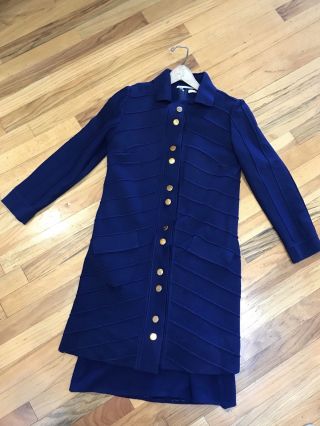 Vintage St Andrews 100 Zephyr Wool 2 Piece Navy Or Royal Blue Sweater Dress