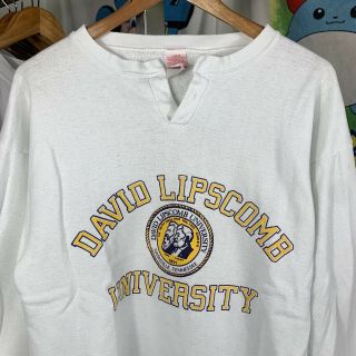Vintage 80s Wolf & Sons Sweat Shirt Made In Usa David Lipscomb University Crest