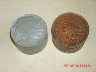 Vintage 1877 Indian Head Penny & 1926 Buffalo Nickel Coin Banks 1975