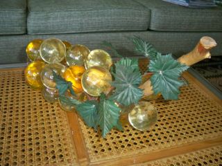 Vintage Large Mid - Century Modern Amber Yellow Lucite Grape Cluster Nice: -)