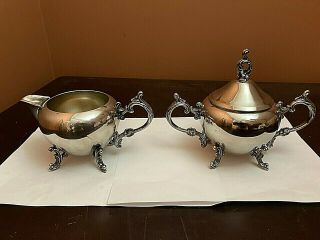 Vintage F B Rogers Silver Plated Creamer And Sugar Dish Set Cleaned