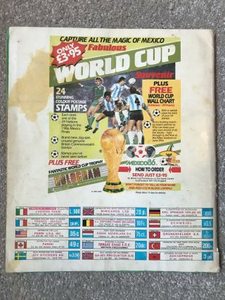 Panini World Cup Mexico 86 Football Sticker Album 100 Complete 2