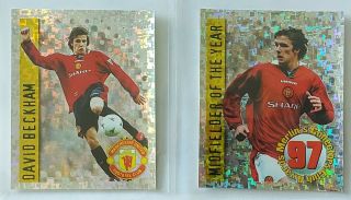 2 David Beckham Rookie Merlin Premier League Kick Off Stickers Manchester United