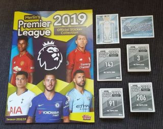 Merlin Topps Premier League 2019 Full Set Loose Football Stickers,  Empty Album