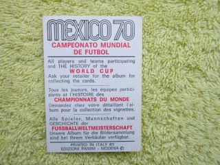 1970 PANINI MEXICO 70 WORLD CUP Hans Johansson SVERIGE Football Card 2