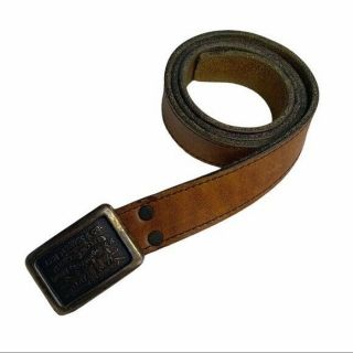 Vintage Levi Strauss Brown Leather Belt Gold Black Large Belt Buckle Logo Sz 32 2