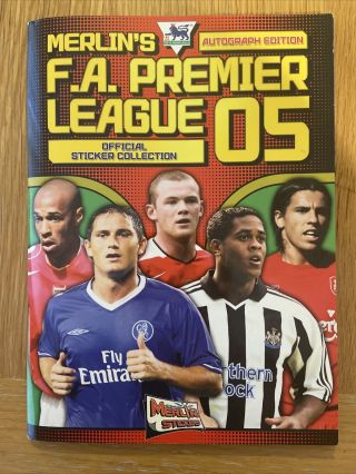 100 Complete Merlin ' s Premier League 2005 Football Sticker Album & Binder 2