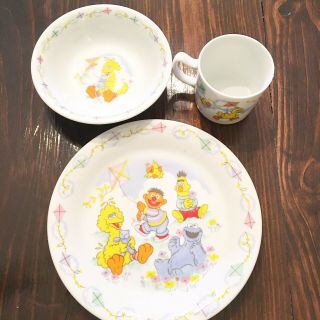 Sesame Street Newcor Porcelain 3 Piece Childs Dish Set - Cup Bowl Plate