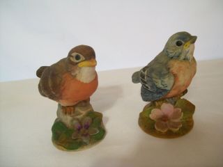 Vintage Andrea By Sadek Babies Bluebird & Robin Both 6350 Ceramic Figurines