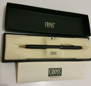 Vintage Cross 2502 Classic Black Ballpoint With Gold Trim With Sleeve