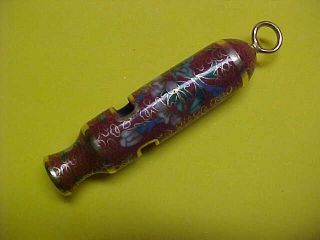 Vintage Cloisonne Whistle.  3 - 1/2 Inches