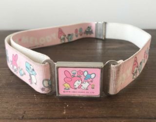 Rare Vintage Sanrio 1983 My Melody Pink Printed Elastic Magnet Buckle Belt Great