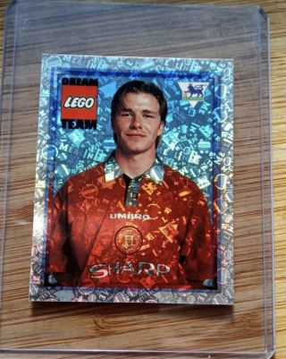 Merlin Premier League 1998 David Beckham Sticker Lego Dream Team Poster Man Utd