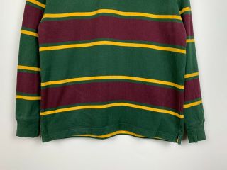 Vintage Men ' s Brooks Brothers Rugby Long Sleeve Shirt Green Red Striped Size S 3