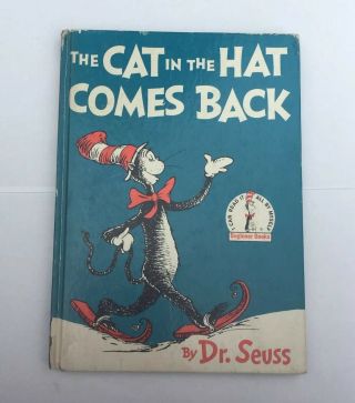 The Cat In The Hat Comes Back By Dr Seuss Dated 1958 Hardback Cover Book Vintage