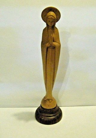 6.  5 " Vintage Anri Italy Hand Carved Olive Wood Madonna Virgin Merry Figurine