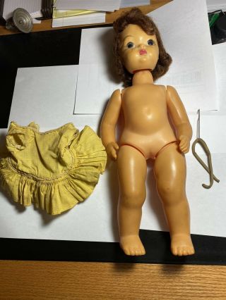 Vintage Terry Lee Doll From Mid Fifties.  Needs Restrung.  Yellow Drop Waist Dress