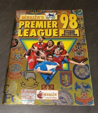 Merlin Premier League 98 Sticker Album - 100 Complete.