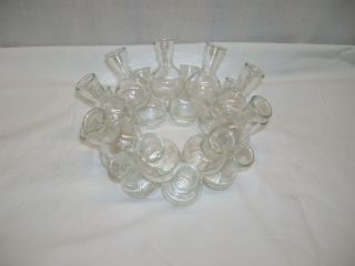 Vintage Clear Glass 18 Bud Vase Cluster Flower Frog Floral Arranger