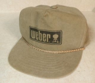 Vintage Weber Grill Hat Old Advertising Logo Vtg Rope Bill Snapback Trucker Cap