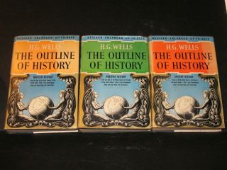 The Outline Of History 1940 H.  G.  Wells Illustrated Complete 3 Volumes Triangle