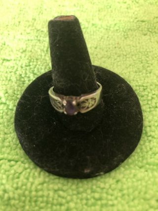 Vintage Hand Crafted Sterling Silver Amethyst Ring Size 8