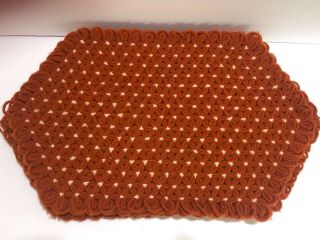 Vintage Handmade Crochet Placemats Yarn Trivet Rust Colored Set Of 4