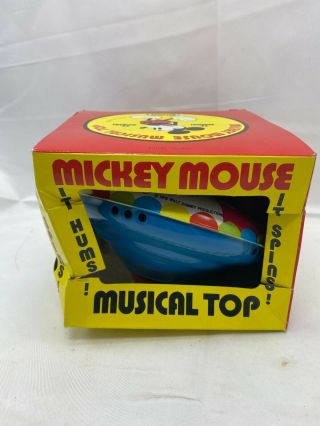 Vintage Mickey Mouse Tin Mechanical Spinning Top Walt Disney Productions 1978