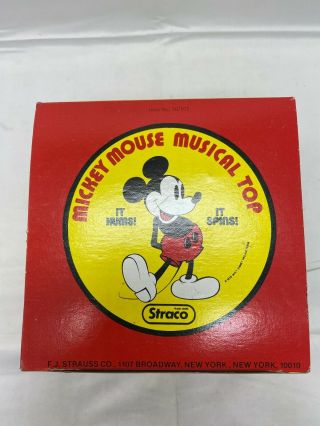 VINTAGE MICKEY MOUSE TIN MECHANICAL SPINNING TOP WALT DISNEY PRODUCTIONS 1978 3