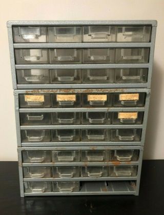 3 Vintage Metal Parts Hardware Storage Organizer Cabinets : 12 Drawer Stackable 3