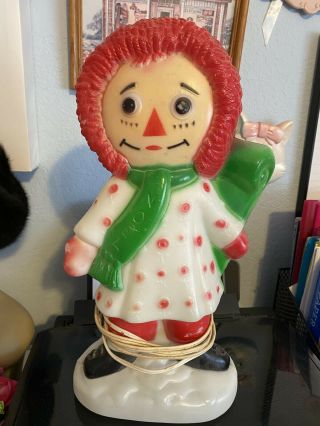 Vintage Raggedy Ann Christmas Light Up Blow Mold 1973