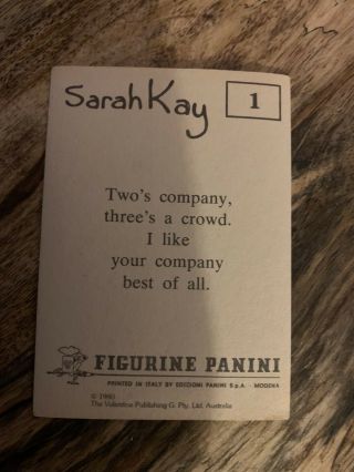 Panini Sarah Kay Stickers/cards - Complete Set Of 144 (1980 Figurine) 3
