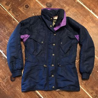 Vintage Descente Womens Ski Snowboard Winter Jacket 90s M/l Navy/purple Coat