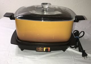 Vtg West Bend Automatic Slo - Cooker Plus 6 Quart W/ Cord,  And Glass Lid.