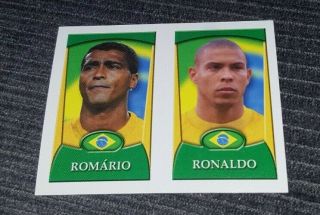 Merlin England 2002 Football Sticker 163a/b Romario Ronaldo Brazil