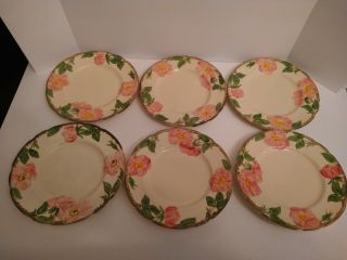Set Of 6 Vintage Franciscan Desert Rose Salad/dessert Plates 8 " Made In Usa