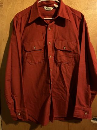 Vintage Woolrich Red Flannel Shirt Made In Usa Sz Lg Euc